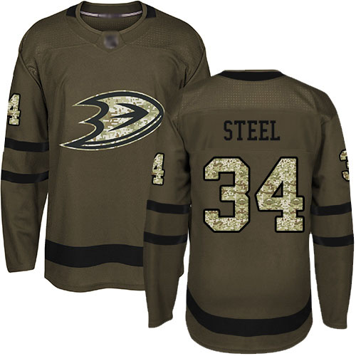 Adidas Ducks #34 Sam Steel Green Salute to Service Youth Stitched NHL Jersey